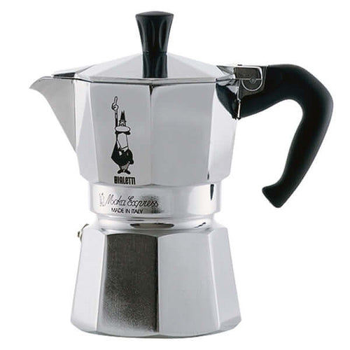 Bialetti Moka Express koffiepot met gegoten aluminium en tijdloos design voor authentieke espresso.