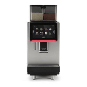 Professional fully automatic Technicup coffee machine with touchscreen, adjustable milk temperature, and dual grinders for quality coffee.