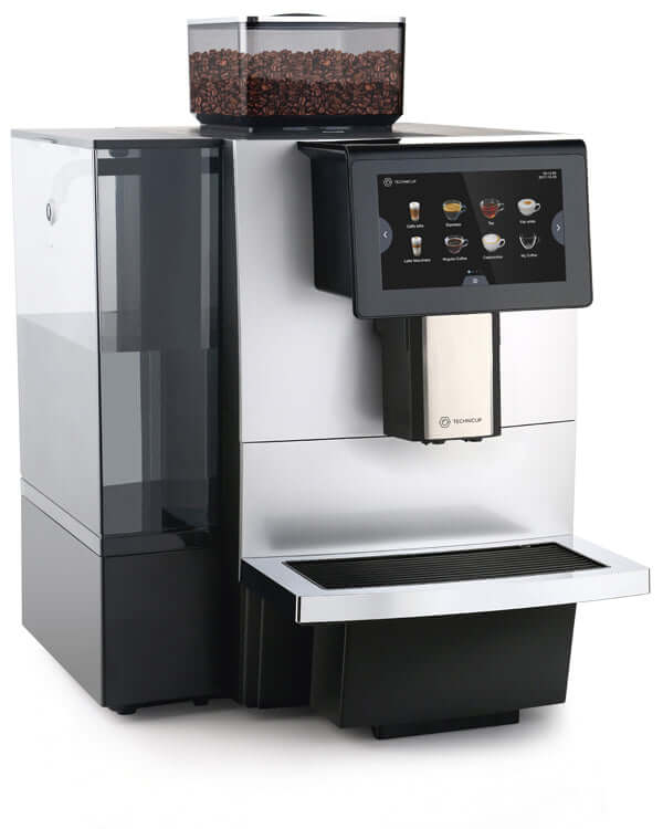 Technicup Cup 1-serie professional fully automatic coffee machine with touchscreen and large bean reservoir.