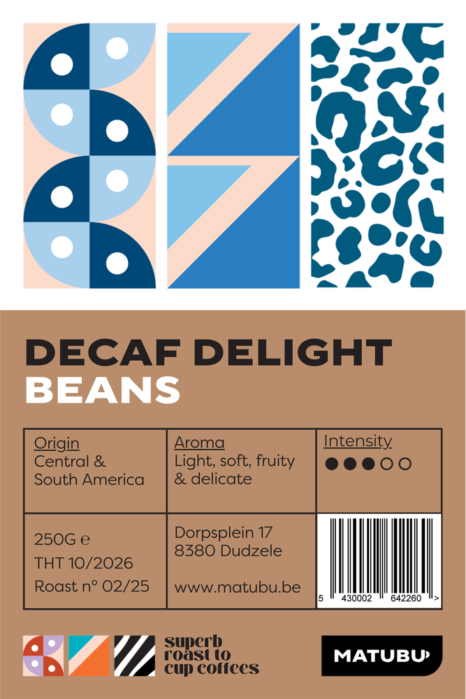 Het label van onze decaffeïne blend uit zuid en centraal amerika