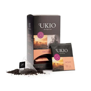 Ukio Earl Grey theebuiltjes - verpakking en individueel zakje met losse zwarte thee