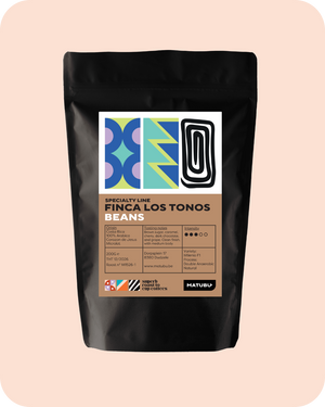 Costa Rica Finca Los Tonos koffie verpakking met informatie over origine en smaaknotities.
