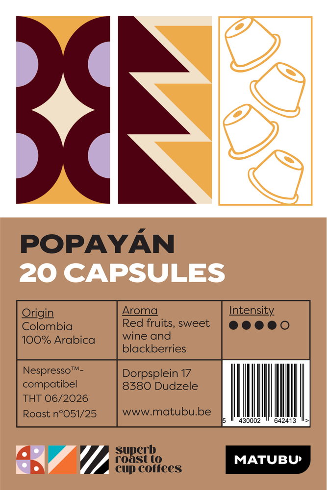Label colombia popayan capsules voor nespresso compatibele machines