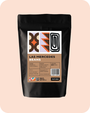 Honduras Las Mercedes koffie verpakking met unieke ontwerpen en details over aroma en oorsprong.
